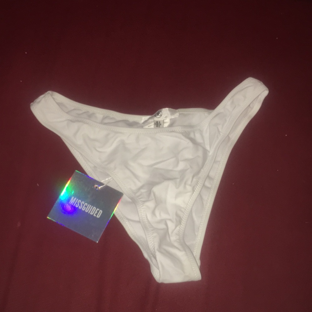 WHITE HIGH WAISTED CHEEKY BIKINI TOMMS SWIM SMALL